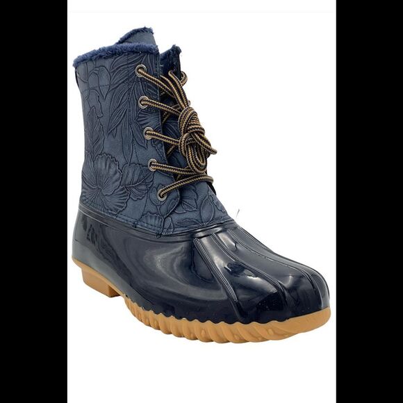Sporto Bella Waterproof Lace Up Duck Boot with Zipper Navy - Medium - Picture 2 of 5